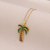 Wholesale Oil Drop Coconut Tree Flower Shaped Pendant Necklace In Stainless Steel With Personalized Plants Flowers Style