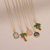 Wholesale Oil Drop Coconut Tree Flower Shaped Pendant Necklace In Stainless Steel With Personalized Plants Flowers Style