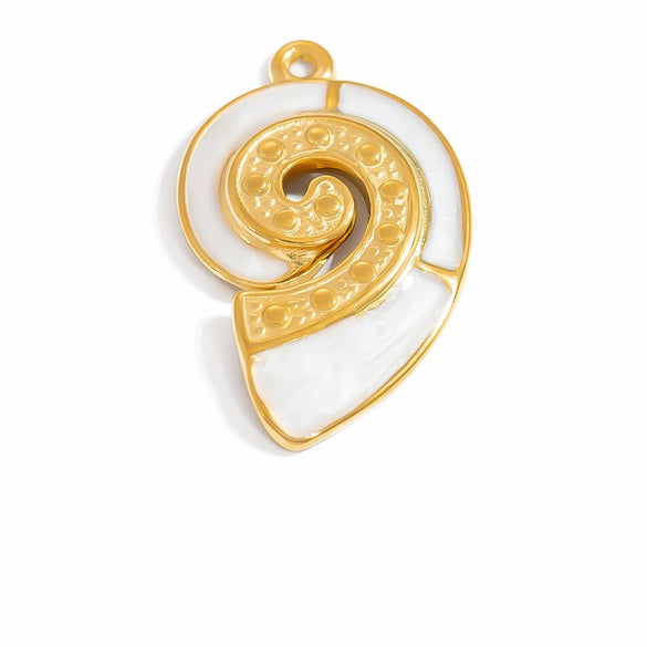 Wholesale Oil Drop Design Sun Shell Pattern Stainless Steel Jewelry Necklace Pendant Diy Accessories