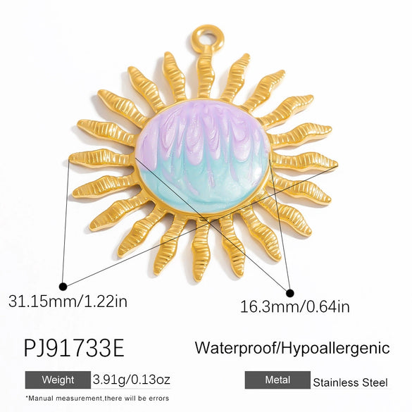 Wholesale Oil Drop Design Sun Shell Pattern Stainless Steel Jewelry Necklace Pendant Diy Accessories