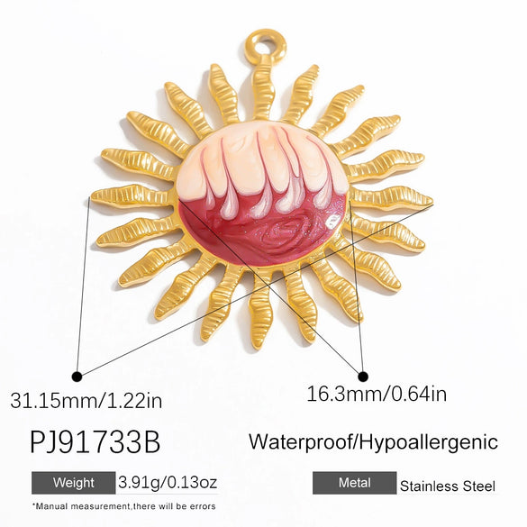 Wholesale Oil Drop Design Sun Shell Pattern Stainless Steel Jewelry Necklace Pendant Diy Accessories