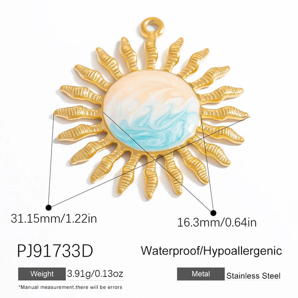 Wholesale Oil Drop Design Sun Shell Pattern Stainless Steel Jewelry Necklace Pendant Diy Accessories