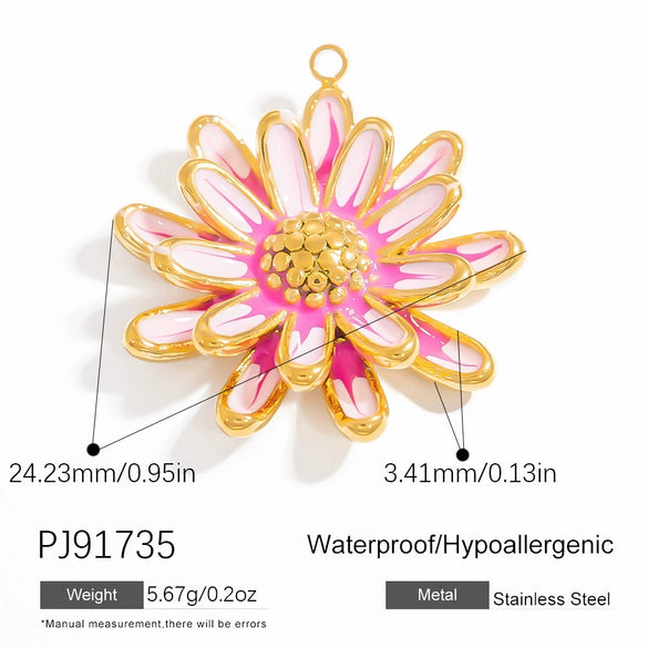 Wholesale Oil Drop Design Sun Shell Pattern Stainless Steel Jewelry Necklace Pendant Diy Accessories