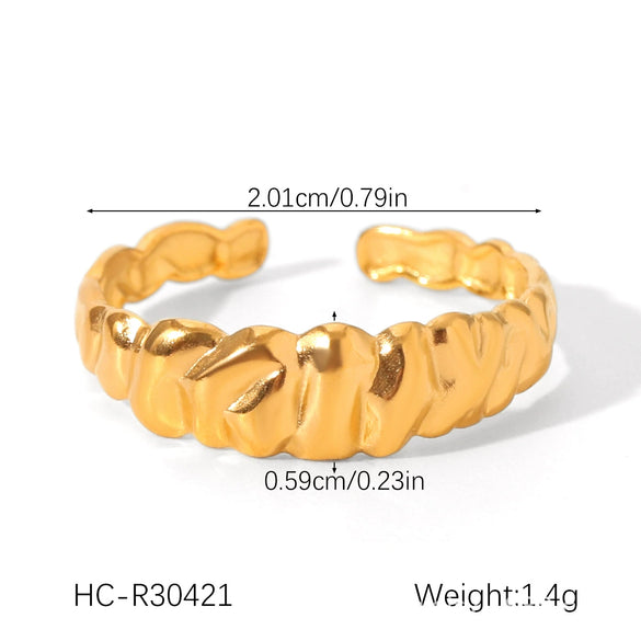 Wholesale Oil Drop Open Ring Titanium Steel Geometric Asymmetrical Hand Jewelry For Women