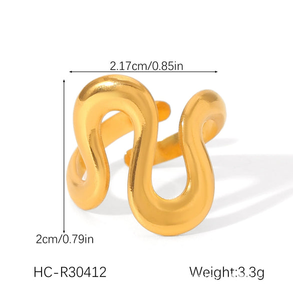 Wholesale Oil Drop Open Ring Titanium Steel Geometric Asymmetrical Hand Jewelry For Women