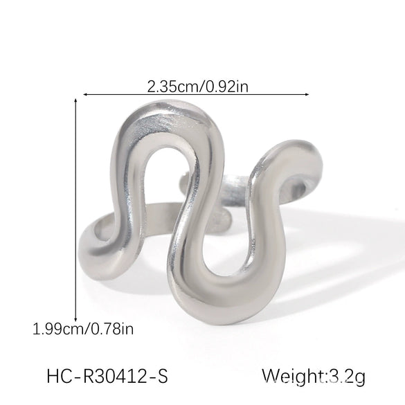 Wholesale Oil Drop Open Ring Titanium Steel Geometric Asymmetrical Hand Jewelry For Women