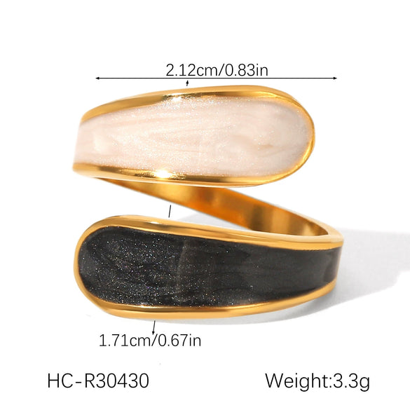 Wholesale Oil Drop Open Ring Titanium Steel Geometric Asymmetrical Hand Jewelry For Women