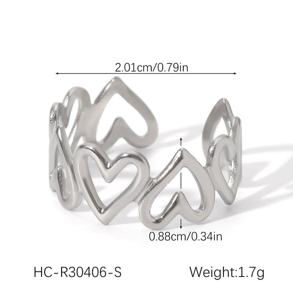 Wholesale Oil Drop Open Ring Titanium Steel Geometric Asymmetrical Hand Jewelry For Women