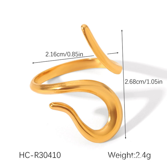 Wholesale Oil Drop Open Ring Titanium Steel Geometric Asymmetrical Hand Jewelry For Women