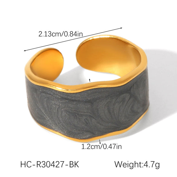 Wholesale Oil Drop Open Ring Titanium Steel Geometric Asymmetrical Hand Jewelry For Women