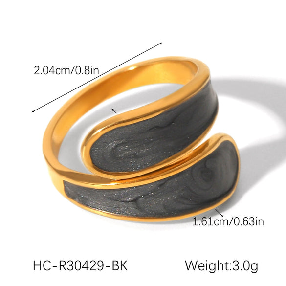 Wholesale Oil Drop Open Ring Titanium Steel Geometric Asymmetrical Hand Jewelry For Women