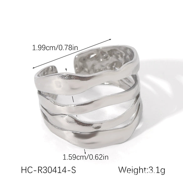 Wholesale Oil Drop Open Ring Titanium Steel Geometric Asymmetrical Hand Jewelry For Women