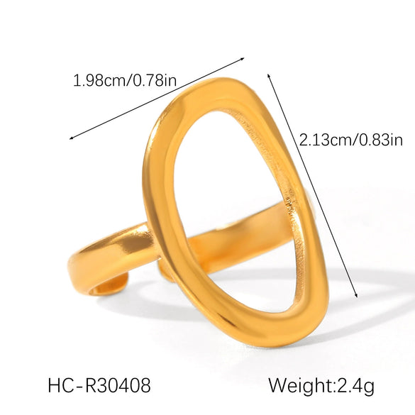 Wholesale Oil Drop Open Ring Titanium Steel Geometric Asymmetrical Hand Jewelry For Women