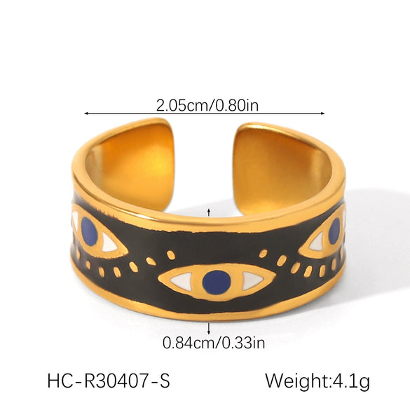 Wholesale Oil Drop Open Ring Titanium Steel Geometric Asymmetrical Hand Jewelry For Women