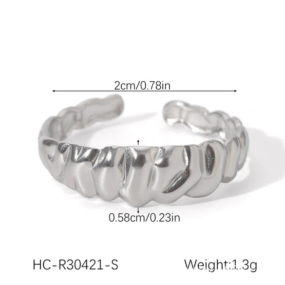 Wholesale Oil Drop Open Ring Titanium Steel Geometric Asymmetrical Hand Jewelry For Women