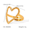 Wholesale Oil Drop Open Ring Titanium Steel Geometric Asymmetrical Hand Jewelry For Women