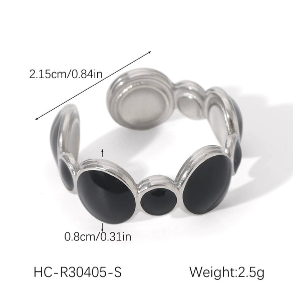 Wholesale Oil Drop Open Ring Titanium Steel Geometric Asymmetrical Hand Jewelry For Women
