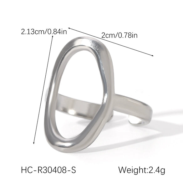 Wholesale Oil Drop Open Ring Titanium Steel Geometric Asymmetrical Hand Jewelry For Women