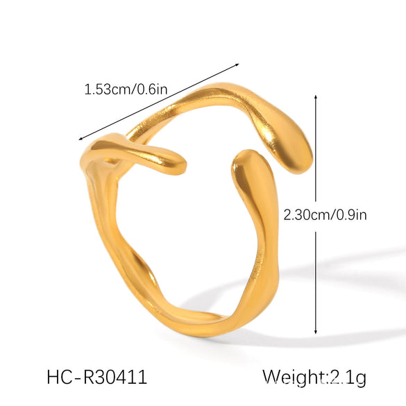 Wholesale Oil Drop Open Ring Titanium Steel Geometric Asymmetrical Hand Jewelry For Women