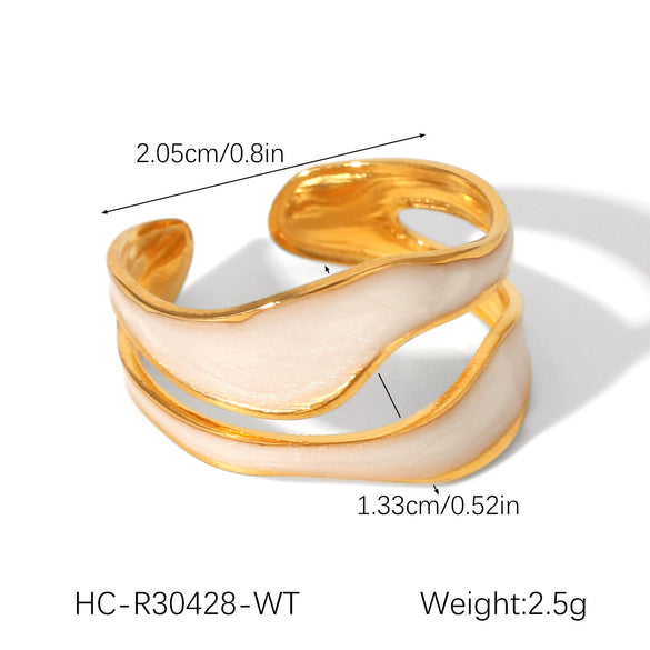 Wholesale Oil Drop Open Ring Titanium Steel Geometric Asymmetrical Hand Jewelry For Women