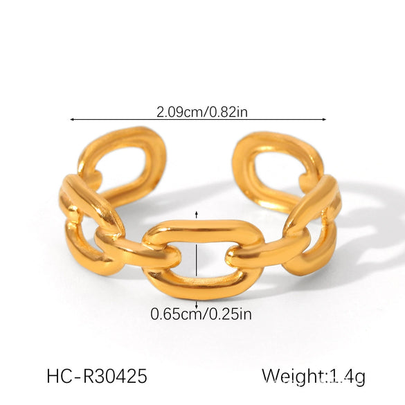 Wholesale Oil Drop Open Ring Titanium Steel Geometric Asymmetrical Hand Jewelry For Women