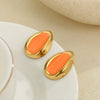 Wholesale Oil Drop Shaped Geometric Stainless Steel Electroplated Earrings For Women
