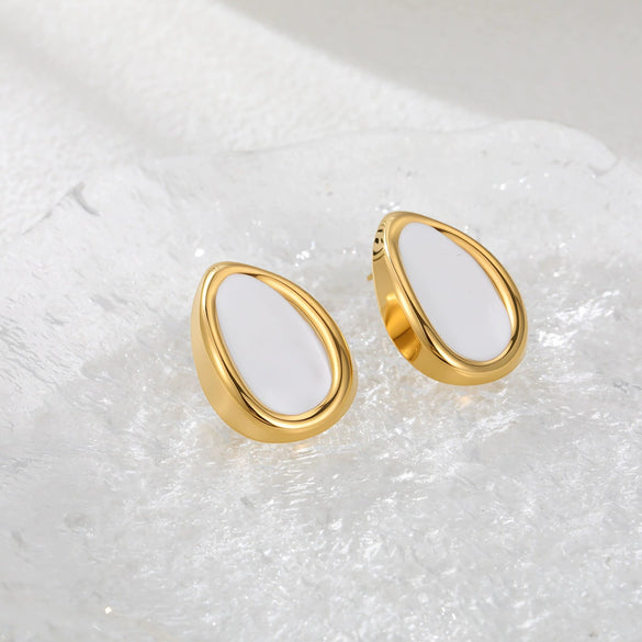 Wholesale Oil Drop Shaped Geometric Stainless Steel Electroplated Earrings For Women
