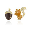 Wholesale Oildrip Zircon Animal Squirrel Pine Cone Earrings Copper Plated Geometric Style