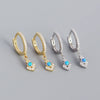 Wholesale Opal Earrings 925 Silver Geometric Light Luxury Style Electroplated