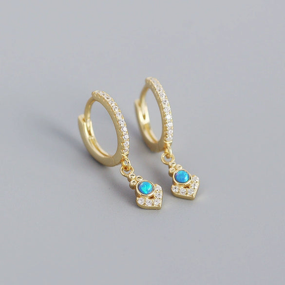 Wholesale Opal Earrings 925 Silver Geometric Light Luxury Style Electroplated