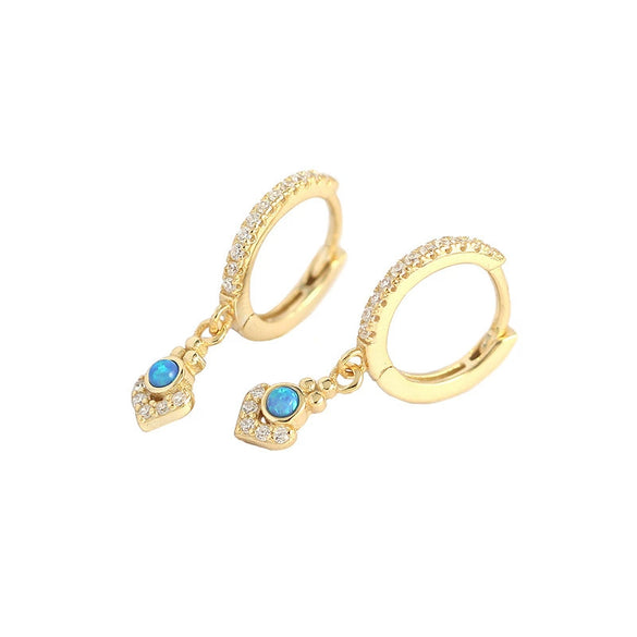 Wholesale Opal Earrings 925 Silver Geometric Light Luxury Style Electroplated