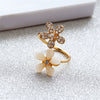 Wholesale Opal Flower Open Ring With Micro Diamond Alloy Material Flower Pattern For Women