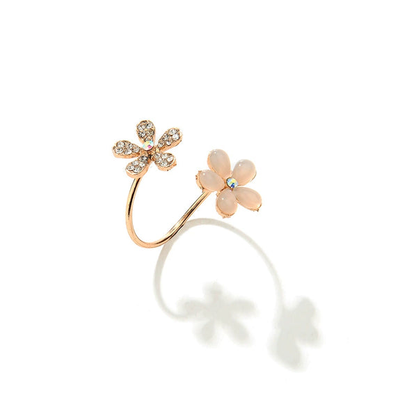 Wholesale Opal Flower Open Ring With Micro Diamond Alloy Material Flower Pattern For Women