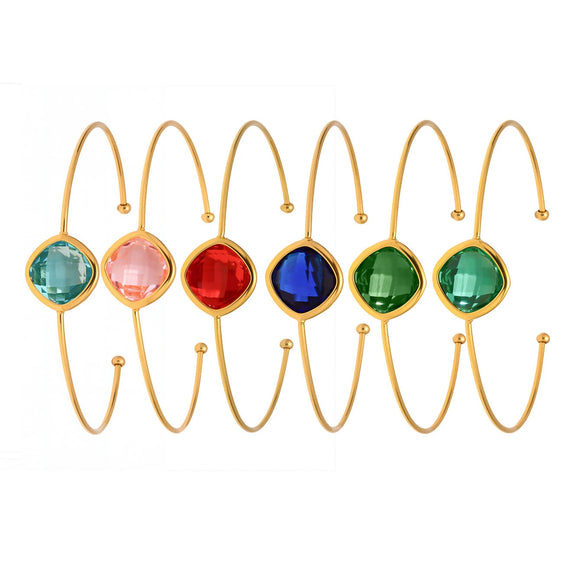 Wholesale Open Bracelet Made Of Stainless Steel And Czech Imported Glass With Geometric Design And Electroplating Process