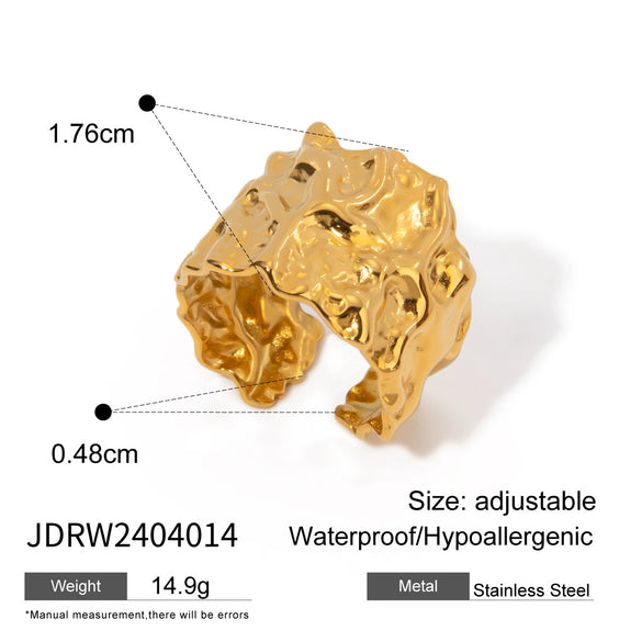 Wholesale Open Ring Stainless Steel Flower Pattern 18K Gold Plated Hand Jewelry