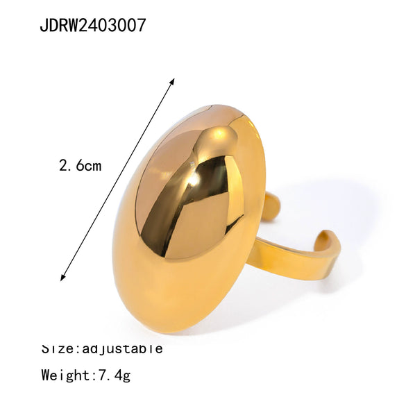 Wholesale Open Ring Stainless Steel Flower Pattern 18K Gold Plated Hand Jewelry