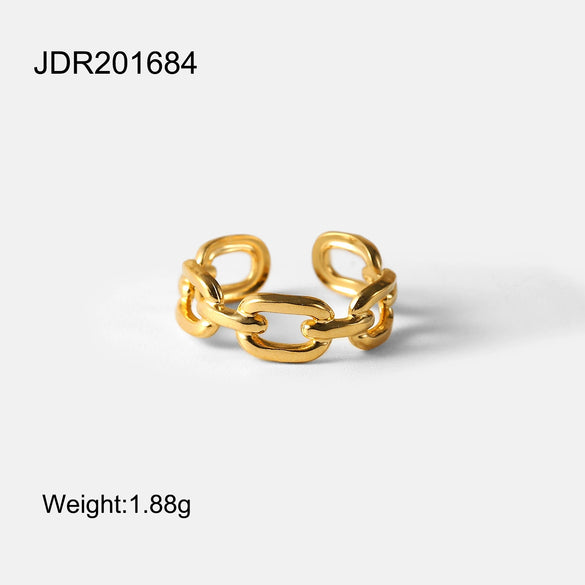Wholesale Open Ring Stainless Steel Geometric Snake Design Electroplated Light Luxury Niche Cold Style For Women