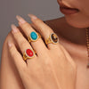 Wholesale Open Ring 316L Stainless Steel Natural Stone Zircon Wave Geometric Pvd Plating