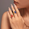 Wholesale Open Ring 316L Stainless Steel Natural Stone Zircon Wave Geometric Pvd Plating