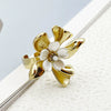 Wholesale Open Ring Stainless Steel Plated 14K Gold Green Crystal Beads White Flower Geometric French Retro Style For Women