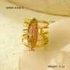 Wholesale Open Ring Titanium Steel Electroplated Natural Stone Inlaid Geometric Light Luxury Style