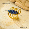 Wholesale Open Ring Titanium Steel Electroplated Natural Stone Inlaid Geometric Light Luxury Style