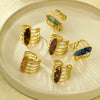 Wholesale Open Ring Titanium Steel Electroplated Natural Stone Inlaid Geometric Light Luxury Style