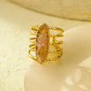 Wholesale Open Ring Titanium Steel Electroplated Natural Stone Inlaid Geometric Light Luxury Style