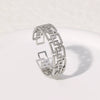 Wholesale Open Stainless Steel Ring With Geometric Pattern Light Luxury Style French Retro Hollow Design Electroplating Treatment For Women