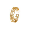 Wholesale Open Stainless Steel Ring With Geometric Pattern Light Luxury Style French Retro Hollow Design Electroplating Treatment For Women