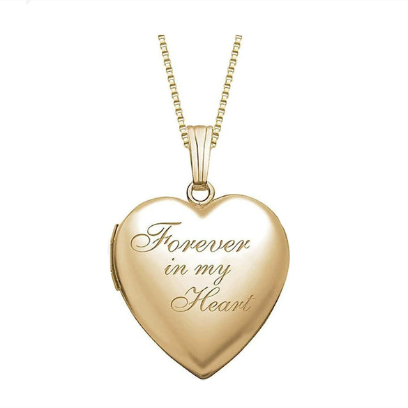 Wholesale Openable Heartshaped Pattern Photo Frame Photo Box Pendant Necklace In Stainless Steel With Electroplating For Women