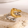 Wholesale Opening Ring In Contrast Color With Advanced Sense Stainless Steel Geometric Design Electroplating For Women