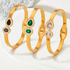 Wholesale Opening Spring Bracelet For Women Stainless Steel Retro Style With Colored Zircon Electroplated