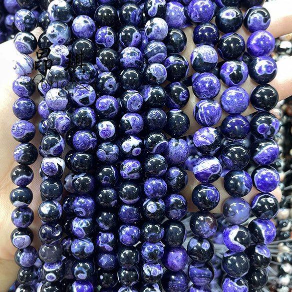 Wholesale Optimized Agate Round Loose Beads For Necklace Accessories Natural Twocolor Fire Agate With Killer Whale Pattern